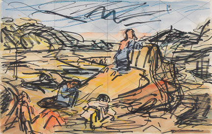 Frank Auerbach, Drawing after Bellini's 'The Agony in the Garden', 1987
