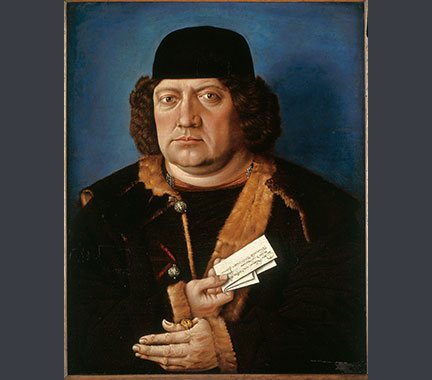 Master of the Mornauer Portrait, 'Portrait of Alexander Mornauer', about 1464-88, before cleaning
