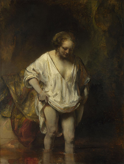 Rembrandt, A Woman bathing in a Stream (Hendrickje Stoffels?), 1654