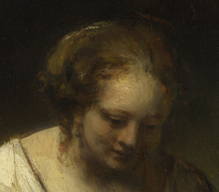 Detail from Rembrandt, A Woman bathing in a Stream (Hendrickje Stoffels?), 1654