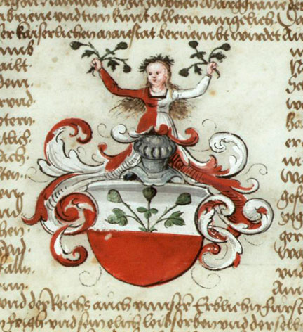 fig. 3 Detail from a grant of arms to Johannes Feige from the Emperor Maximilian I, parchment © Archiv der Philipps-Universität, Marburg, Urk. 91 Nr. 284