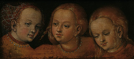 fig. 5 Lucas Cranach the Elder, ‘Study for Three Heads’, paper on panel © Truro Museum