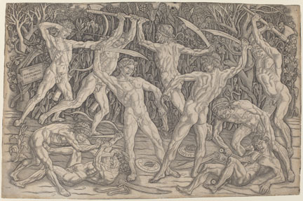 fig. 8 Antonio Pollaiuolo, ‘The Battle of the Nudes’, about 1470–95, engraving, National Gallery of Art, Washington, Rosenwald Collection, 1980.45.1161 © Image courtesy of the Board of Trustees, National Gallery of Art, Washington, DC