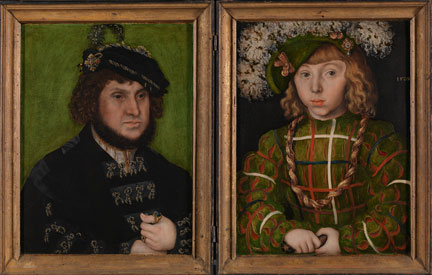 Lucas Cranach the Elder, ‘Portrait of Johann the Steadfast’, 1509 NG6538 (left) Lucas Cranach the Elder, ‘Portrait of Johann Friedrich the Magnanimous’, 1509, NG6539 (right)
