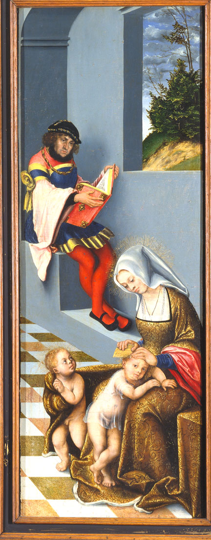 fig. 5 Lucas Cranach the Elder, Right-hand shutter of the altarpiece of the Holy Kindred showing a portrait of Elector Johann the Steadfast, 1509, Städelsches Kunstinstitut, Frankfurt am Main © Städel Museum – Artothek