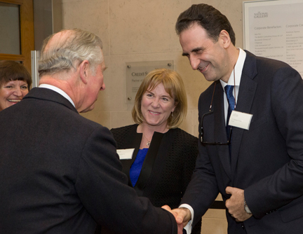 HRH The Prince of Wales with National Gallery Chair of Trustees, Hannah Rothschild, and Director, Dr Gabriele Finaldi