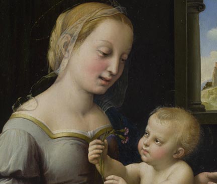 Detail from Raphael, 'Madonna of the Pinks', about 1506-7