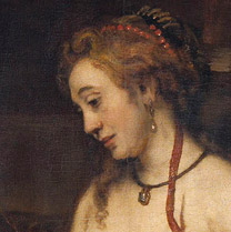 Detail of 'Bathsheba with King David's Letter' showing Bathsheba’s expression.