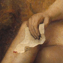 Detail of 'Bathsheba with King David's Letter' showing King David’s Letter.