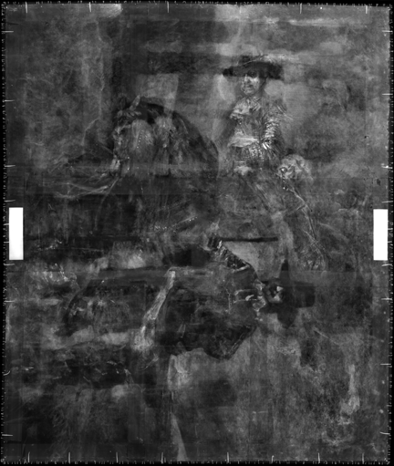 An X-ray image of Rembrandt, ‘Portrait of Frederick Rihel on Horseback’, probably 1663.