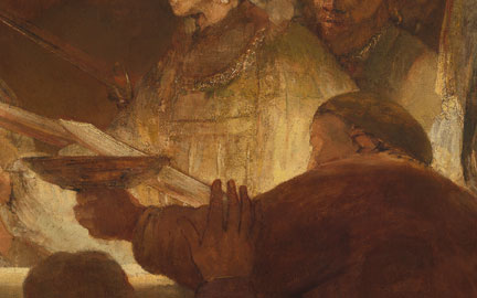 Detail from Rembrandt, 'The Conspiracy of the Batavians under Claudius Civilis', about 1661-2, The Royal Academy of Fine Arts, Sweden © Rijksmuseum, Amsterdam