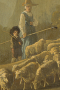 Detail from Aelbert Cuyp: 'River Landscape with Horseman and Peasants', about 1658-60