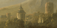 Detail from Aelbert Cuyp: 'River Landscape with Horseman and Peasants', about 1658-60