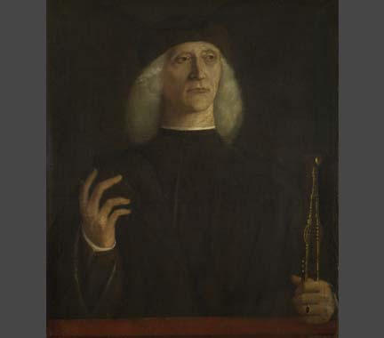 Attributed to Gentile Bellini, 'A Man with a Pair of Dividers (?)', about 1500