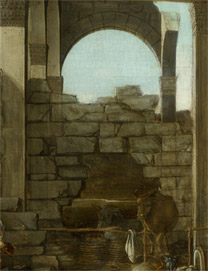 Sandro Botticelli: Detail showing rough infill in the centre from 'The Adoration of the Kings'.