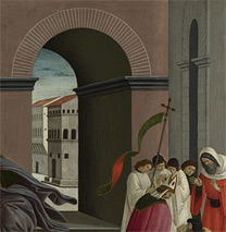 Sandro Botticelli: Detail of the arched passageway from 'Three Miracles of Saint Zenobius'.