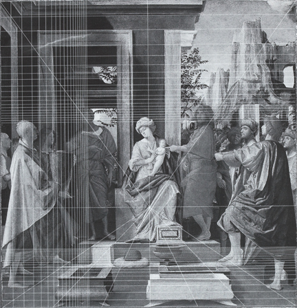 Bramantino: Diagram of incised lines in 'The Adoration of the Kings'.