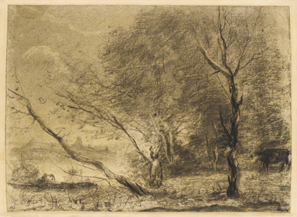 Corot, 'Leaning Trees on the shores of the Lake', 1855–60