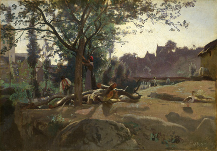Corot, 'Peasants under the Trees at Dawn', about 1840-5