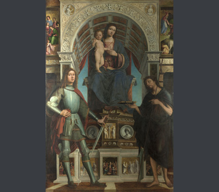 Lorenzo Costa and Gianfrancesco Maineri: 'The Virgin and Child with Saints'.