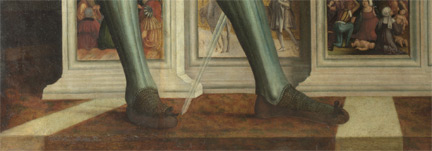 Lorenzo Costa and Gianfrancesco Maineri: Detail from 'The Virgin and Child with Saints'.