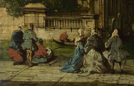 Detail from Imitator of Francesco Guardi, 'Venice: Entrance to the Cannaregio'
