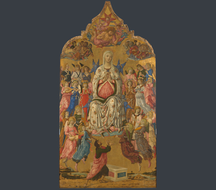 fig. 1 Matteo di Giovanni, 'The Assumption of the Virgin', probably 1474, tempera and gold on wood, 331.5 x 174 cm, NG 1155