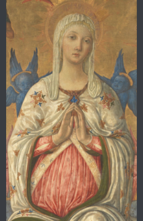 fig. 22 a and b Comparison of the Virgin from NG 1155’s head and belly with the ‘Virgin Annunciate’, Museum of Art, Rhode Island School of Design (detail)