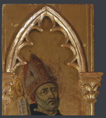 fig.25 Detail of the capitals of frame, Matteo di Giovanni, Saint Augustine, Museo di Palazzo Corboli, Asciano