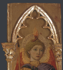 fig. 26 Detail of the capitals of frame, Saint Michael, Museo di Palazzo Corboli, Asciano