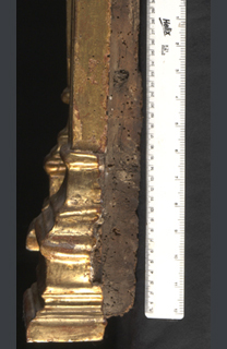 fig. 28 Bottom dowel on Saint Augustine, Museo di Palazzo Corboli, Asciano