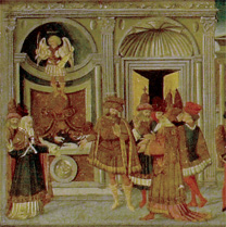 Apollonio di Giovanni: Detail showing the Temple of Apollo from the 'Assassination and Funeral of Julius Caesar'.