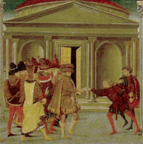 Apollonio di Giovanni: Detail showing the Pantheon from the 'Assassination and Funeral of Julius Caesar'.