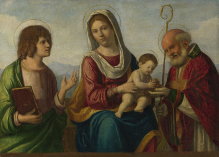 Attributed to Giovanni Battista Cima da Conegliano, 'The Virgin and Child with Saints', about 1513-18