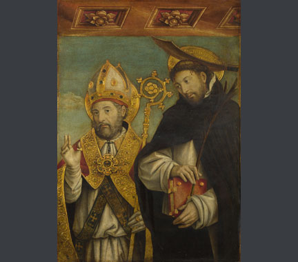 Giovanni Martino Spanzotti, 'Saint Peter Martyr and a Bishop Saint (Saint Evasio?)', 1496-1500
