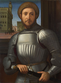 Attributed to Francesco Granacci: 'Portrait of a Man in Armour'.