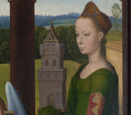 Detail from Hans Memling, 'The Donne Triptych', about 1478