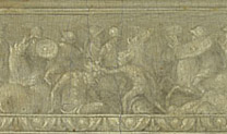 Lodovico Mazzolino: Detail of relief showing David and Goliath from 'Christ Disputing with the Doctors'.