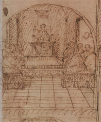 Detail of lecture from after Antonello da Messina: 'Five Compositional Studies'.
