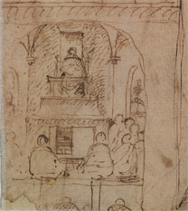 Detail of lecture from after Antonello da Messina: 'Five Compositional Studies'.