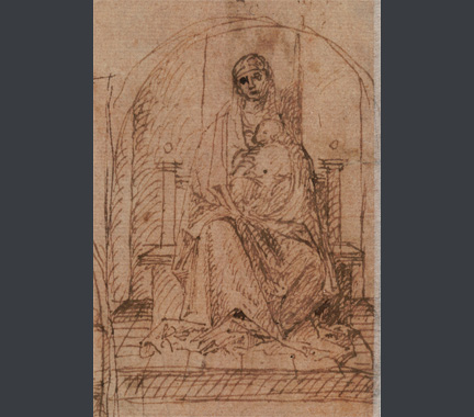 Detail of Madonna from after Antonello da Messina: 'Five Compositional Studies'.