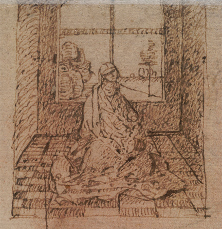 Detail of Madonna from after Antonello da Messina: 'Five Compositional Studies'.