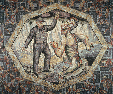 Anrep mosaic showing Winston Churchill depicted as Defiance