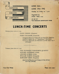 Cover of programme advertising lunchtime concerts during Second World War