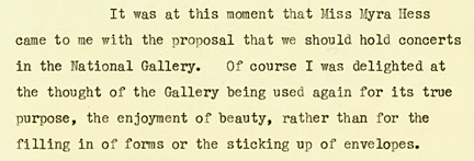 Extract from announcement about concerts, written by Director Kenneth Clark