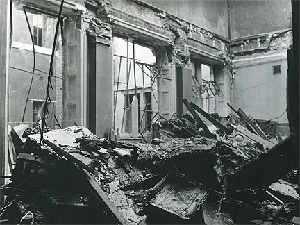 Debris in west reference section following bombing
