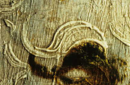 fig. 9 Detail from NG6539 showing ostrich feathers on the hat of Johann Friedrich the Magnanimous in raking light