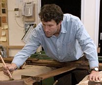Peter Schade working on a frame