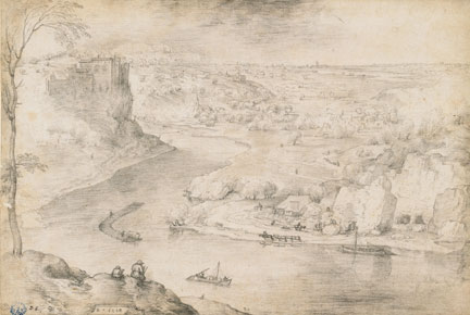 After Pieter Bruegel the Elder, ‘River Landscape with Draftsman’, about 1553. Musée des Beaux-Arts et d'Archéologie, Besançon
