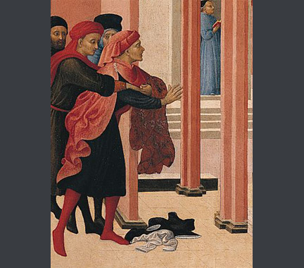 Sassetta: Detail of the left-hand side from 'Saint Francis renounces his Earthly Father'.